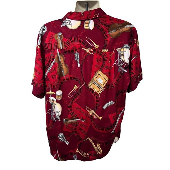 Paradise Found Mens Vintage Hawaiian Button Up Shirt Large Pocket Jazz Music USA - Picture 2 of 8